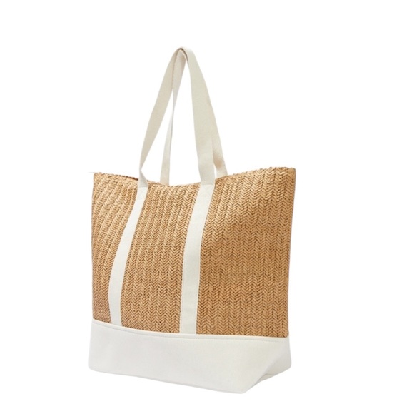 NWT Show Me Your MuMu Natural and White Straw Tote - Picture 2 of 13
